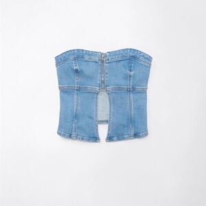 NWT AE Denim Zip-Front Tube Top